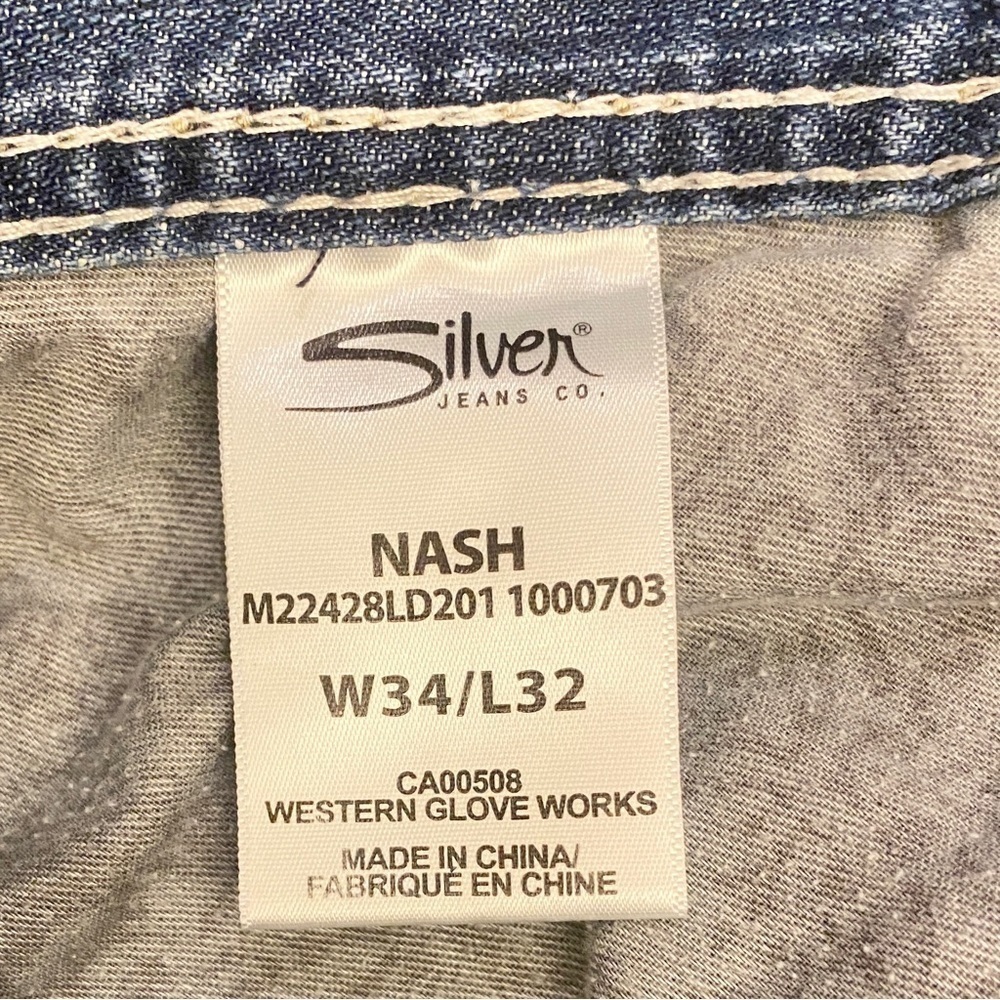 Silver Jeans 34x32 Nash Straight Leg 30” Inseam Mens Cotton Jeans Flap Pockets - Picture 10 of 14